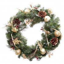 Martha Stewart Living 30 in. Unlit Golden Holiday Artificial Wreath