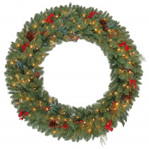 Martha Stewart Living 48 in. Pre-Lit Winslow Fir Artificial Christmas Wreath with Clear Lights