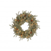 Martha Stewart Living 30 in. Feel-Real Alaskan Spruce Artificial Wreath with Pinecones