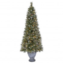 Martha Stewart Living 6.5 ft. Pre-Lit Sparkling Pine Potted Artificial Christmas Tree with 490 Tips and 200 Clear Lights