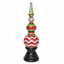 MPG 42.25 in. H. Chevron Christmas Topiary with Pedestal Base in Cast Stone