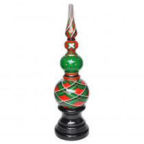 MPG 42.25 in. H Green Plaid Christmas Topiary with Pedestal Base in Cast Stone