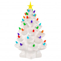 Mr. Christmas 14.25 in. Christmas Porcelain Nostalgic Tree in White