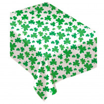 Amscan Shamrock 52 in. x 90 in. White and Green Vinyl St. Patrick's Day Flannel Backed Tablecover (2-Pack)