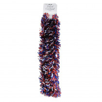 Brite Star 9 ft. Patriotic Wide Cut Red/White Blue Tinsel (Set of 2)