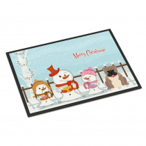 Caroline's Treasures 24 in. x 36 in. Indoor/Outdoor Merry Christmas Carolers English Bulldog Grey Brindle Door Mat