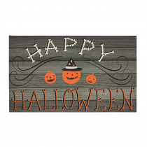 Home Accents Halloween Plank Greetings 18 in. x 30 in. Elegant Entry Door Mat
