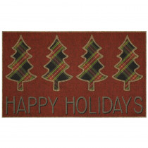 Home Accents Holiday Happy Holiday Trees 18 in. x 30 in. Impressions Door Mat