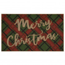 Home Accents Holiday Christmas Tartan 18 in. x 30 in. Impressions Door Mat