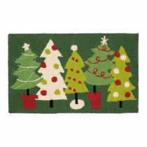 Home Accents Holiday Very Merry Trees 18 in. x 30 in. Hand Hooked Door Mat