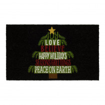 Home Accents Holiday Holiday Tree Words 18 in. x 30 in. Coir Door Mat