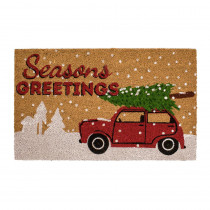 Home Accents Holiday Snow and Truck Tree 18 in. x 30 in. Coir Door Mat