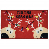 Home Accents Holiday Reindeer Tis the Season 18 in. x 30 in. Printed Nylon Door Mat
