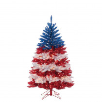 5 ft. Patriotic American Artificial Christmas Tree in Red, White and Blue with 495 Clear Lights