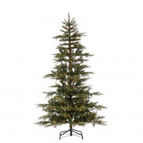 7.5 ft. Pre-Lit Natural Cut Layered Timberland Pine Artificial Christmas Tree with 600 Clear Lights