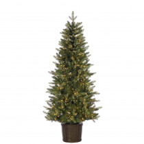 STERLING 6 ft. Potted Natural Cut Ontario Pine Artificial Christmas Tree with 500 Warm White LED Micro Lights