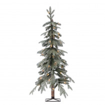 STERLING 4 ft. Pre-Lit Flocked Natural Cut Alpine Artificial Christmas Tree with 50 Clear Lights