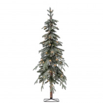 STERLING 5 ft. Pre-Lit Flocked Natural Cut Alpine Artificial Christmas Tree with 70 Clear Lights