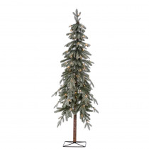 STERLING 6 ft. Pre-Lit Flocked Natural Cut Alpine Artificial Christmas Tree with 100 Clear Lights
