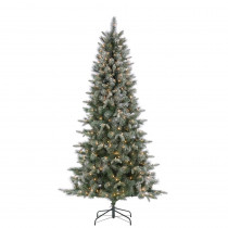STERLING 7 ft. Lightly Flocked Natural Cut Artic Pine Artificial Christmas Tree with 400 Clear Lights