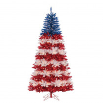 STERLING 7.5 ft. Patriotic America Artificial Christmas Tree in Red, White and Blue with 1040 Clear Lights