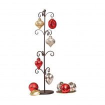 Titan Lighting Festival 9 in. x 33 in. Decorative Iron Stand With Red, Silver and Gold Glass Ornaments (Set of 12)