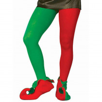 Music Legs Adult Red and Green Elf Tights