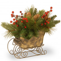 National Tree Company 10 in. Decorative Collection Long Needle Pine Cone Sleigh