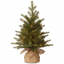 National Tree Company 24 in. Feel-Real Nordic Spruce Tree with Clear Lights