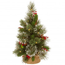 National Tree Company 18 in. Wintry Pine Tree with Battery Operated Warm White LED Lights