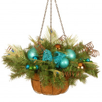 National Tree Company 22 in. Decorative Collection Peacock Hanging Basket
