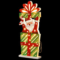 National Tree Company Pre-Lit 17 in. Wooden Gift Box Santa