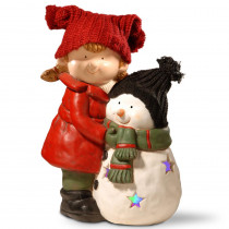 National Tree Company 15 in. Lighted Girl and Snowman Decor