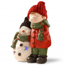 National Tree Company 15 in. Lighted Boy and Snowman Decor
