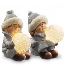 National Tree Company 5.5 in. Lighted Boy and Girl Decor Piece