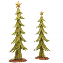 National Tree Company 24 in. and 19 in. H Assortment Metal Green Trees with Gold Top Star
