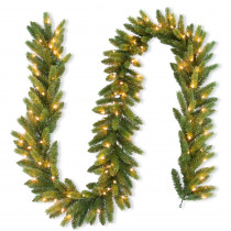 National Tree Company 9 ft. FEEL-REAL Jersey Fraser Fir Artificial Garland with 100 Clear Lights