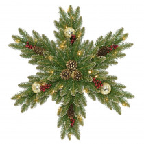 National Tree Company 32 in. Glittery Gold Dunhill Fir Snowflake with Battery Operated LED Lights