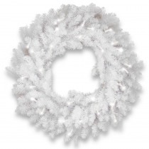 National Tree Company 30 in. Dunhill White Fir Wreath with Clear Lights