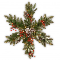 National Tree Company 32 in. Frosted Pine Berry Snowflake with Battery Operated LED Lights