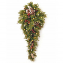 National Tree Company Frosted Berry 36 in. Teardrop with Battery Operated Warm White LED Lights