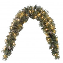 National Tree Company 72 in. Glittery Bristle Pine Mantel Swag with Clear Lights