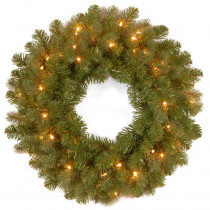 National Tree Company 24 in. Feel-Real Downswept Douglas Fir Wreath with 50 Warm White LED Lights