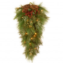 National Tree Company 28 in. White Pine Teardrop with Battery Operated Warm White LED Lights