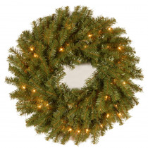 National Tree Company 24 in. Norwood Fir Artificial Wreath with Clear Lights