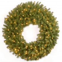 National Tree Company 30 in. Battery Operated Norwood Fir Wreath with Warm White LED Lights