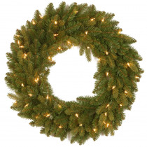 National Tree Company 24 in. Avalon Spruce Artificial Wreath with Clear Lights
