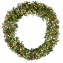 National Tree Company 60 in. Wintry Pine Artificial Wreath with 300 Clear Lights