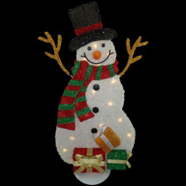 National Tree Company 31 in. Pre-Lit Tinsel Snowman