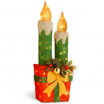 National Tree Company Pre-Lit 30 in. Sisal Candle and Gift Box Decoration